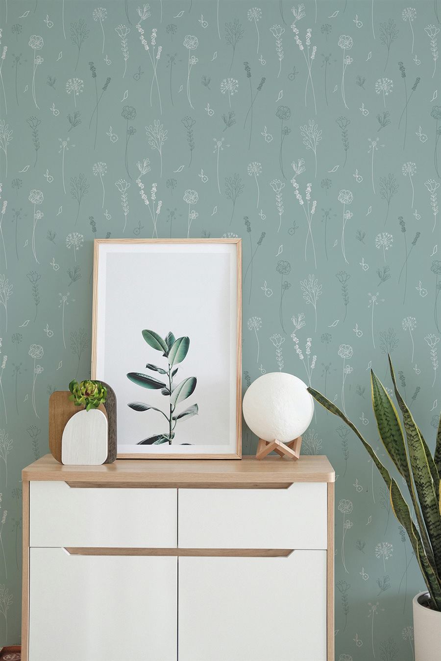 Dandelions Teal floral wallpaper – The Wall Chronicles