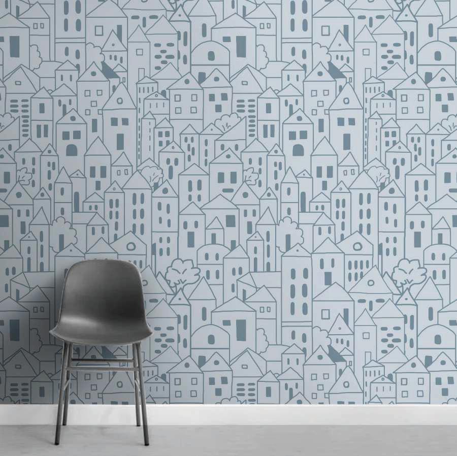 Blue Village kids room wallpaper – The Wall Chronicles