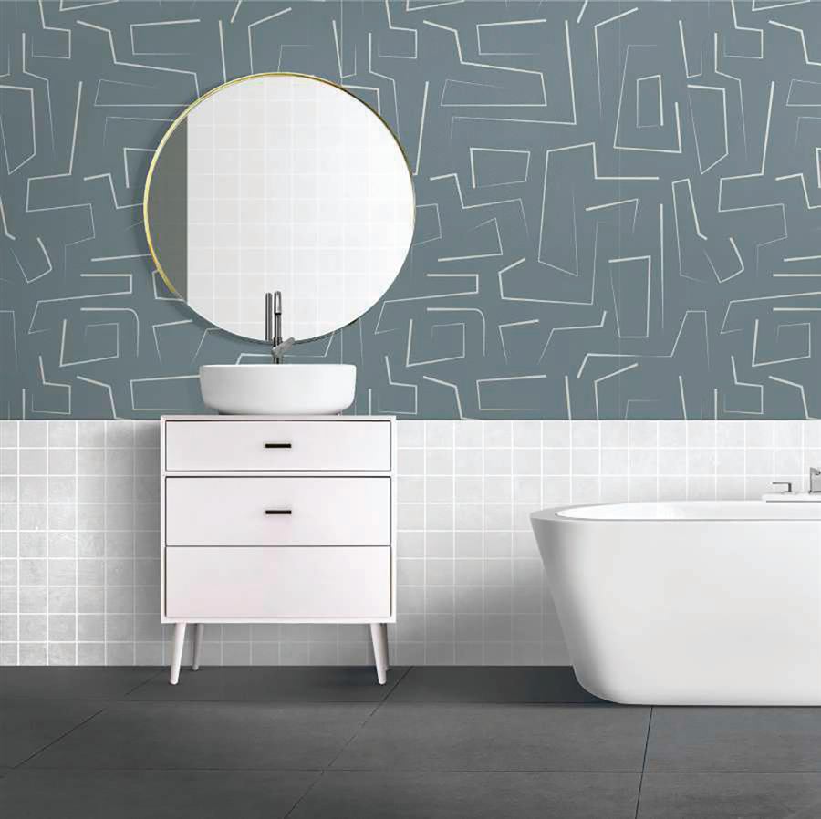 Broken Maze Slate Blue modern pattern wallpaper – The Wall Chronicles