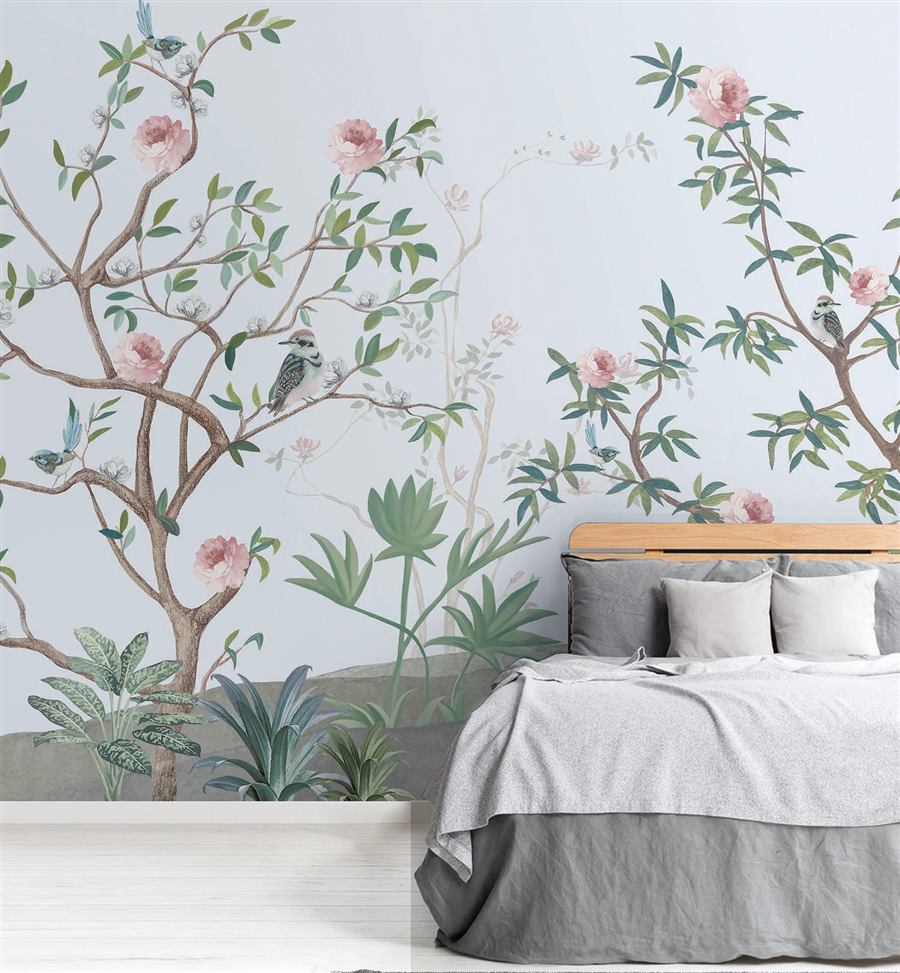 Bird Chinoiserie botanical wallpaper – The Wall Chronicles