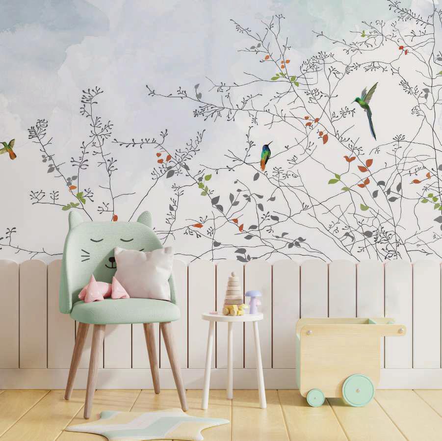 Hummingbird Skyscape botanical wallpaper – The Wall Chronicles