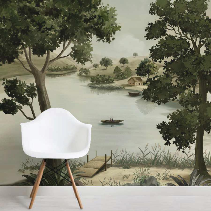 Lakeside Landscape botanical wallpaper – The Wall Chronicles