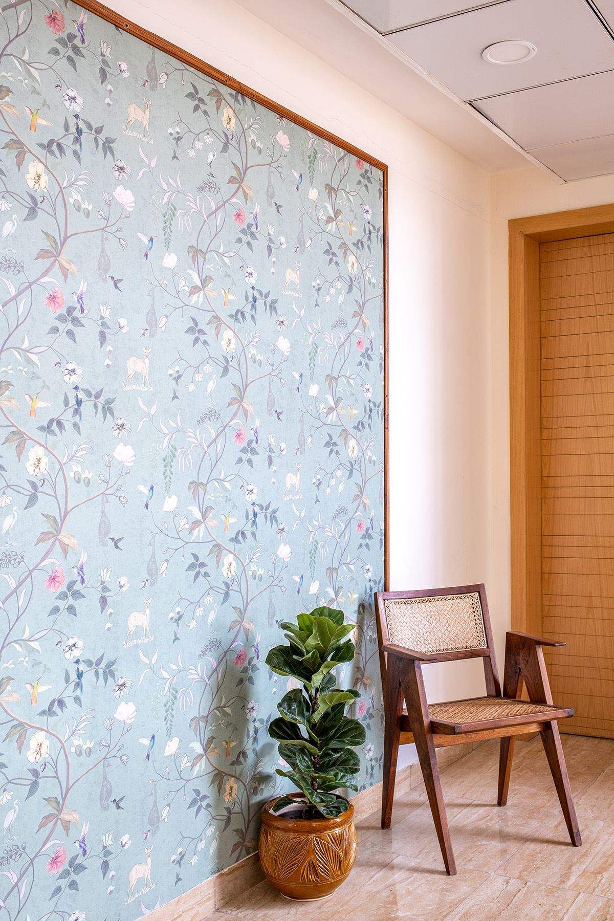 Meenakshi and Shyam entryway wallpaper project by The Wall Chronicles