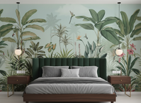 Tropical botanical bedroom wallpaper mural India