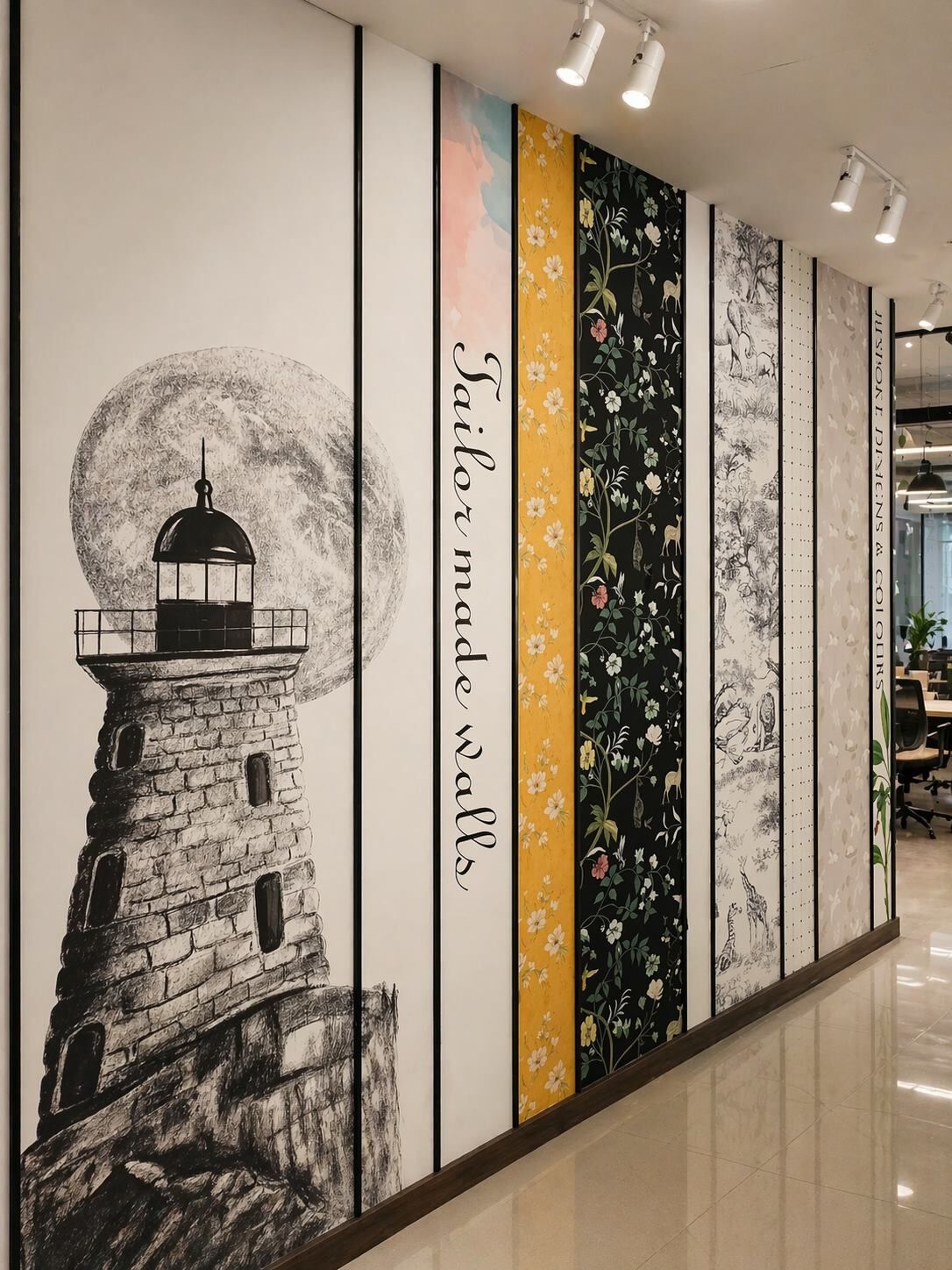 The Wall Chronicles Pune studio – bespoke wallpaper display wall