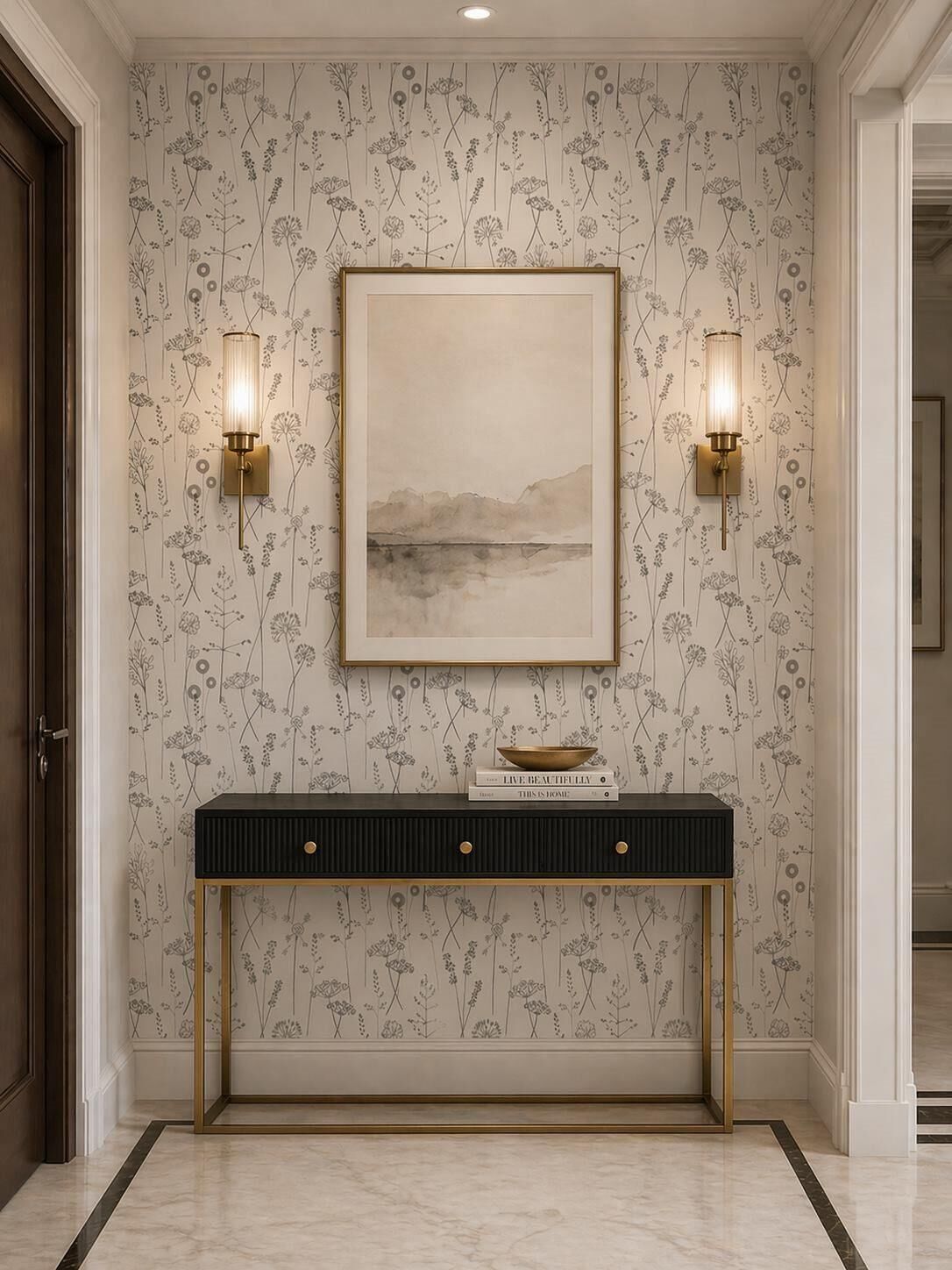 Dandelions Monochrome foyer wallpaper – The Wall Chronicles