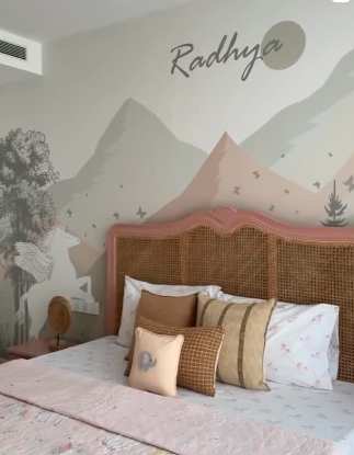 Teal chinoiserie botanical panel wallpaper in foyer – The Wall Chronicles