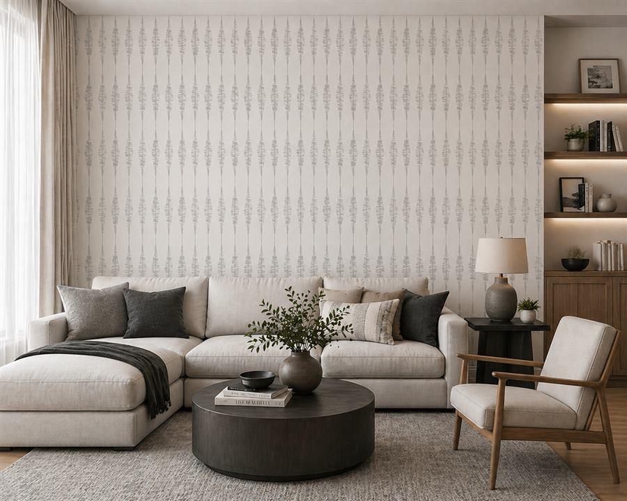 Frequency Grey living room wallpaper – The Wall Chronicles