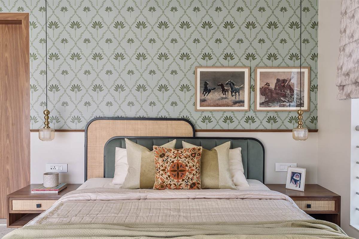 botanical wallpaper design pune living room
