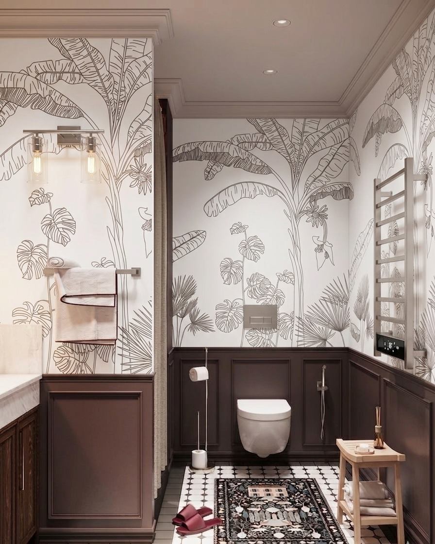 Banana Sketch powder room wallpaper – The Wall Chronicles