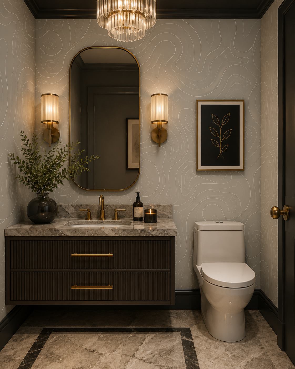 Curved Lines powder room wallpaper – The Wall Chronicles