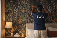 TWC team installing custom wallpaper on site
