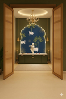 Luxury pooja room wallpaper installation project