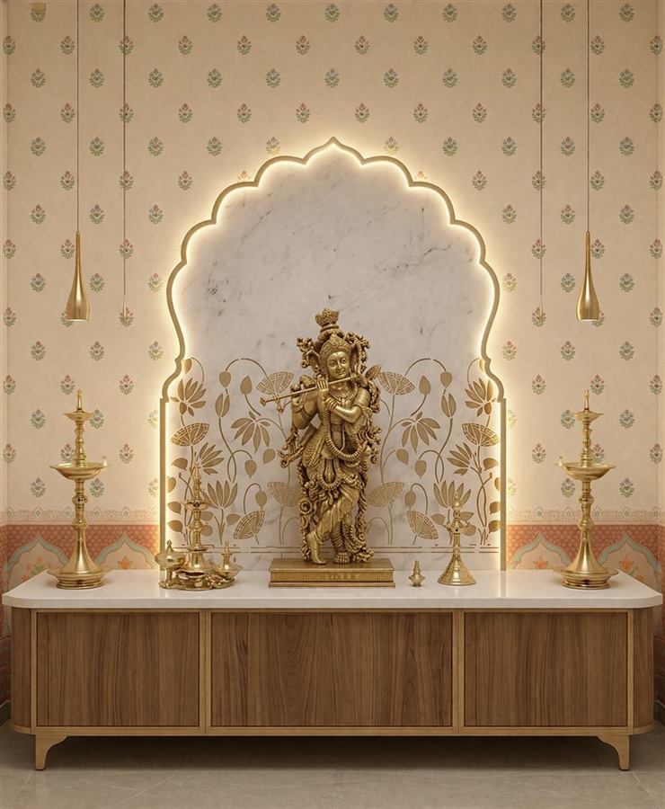 Floral Jharokha temple wallpaper – The Wall Chronicles